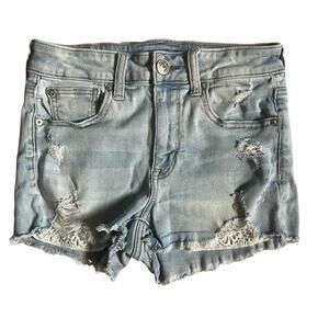 American Eagle Outfitters Blue Jean Shorts Distressed High-Waisted